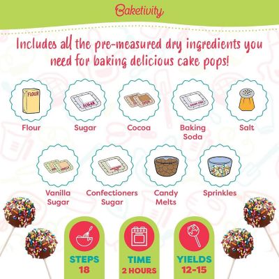 Baketivity Kids Cake Pop Kit Includes Stand, No Cake Mold or Maker Needed Image 2