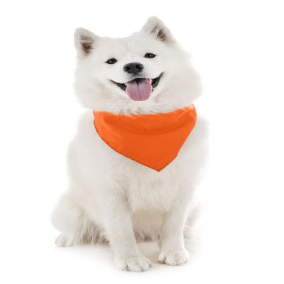 Balec Dog Solid Cotton Bandanas - 5 Pieces - Scarf Triangle Bibs for Any Small, Medium or Large Pets (Orange) Image 1