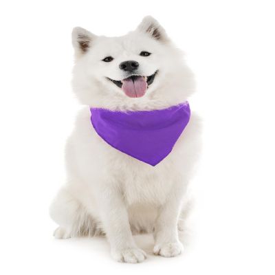 Balec Dog Solid Cotton Bandanas - 5 Pieces - Scarf Triangle Bibs for Any Small, Medium or Large Pets (Purple) Image 1