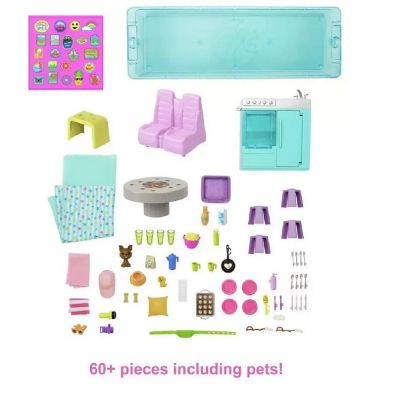 Barbie Camper, Doll Playset with 60 Accessories, 30-Inch-Slide and 7 Play Areas, Dream Camper Image 2