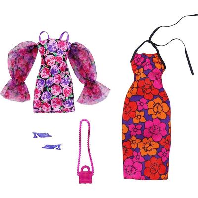Barbie Clothes, Fashion and Accessory 2-Pack Dolls, 2 Dressy Floral-Themed Outfits with Styling Pieces for Complete Looks Image 1