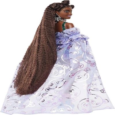 Barbie Extra Fancy Doll in Teddy-Print Gown eddy Bear Pet, Extra-Long Hair Image 2