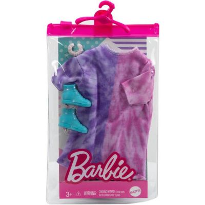 Barbie Fashion Pack of Doll Clothes, Pink/Purple Long Shirt, Shoes & Bracelet Image 1