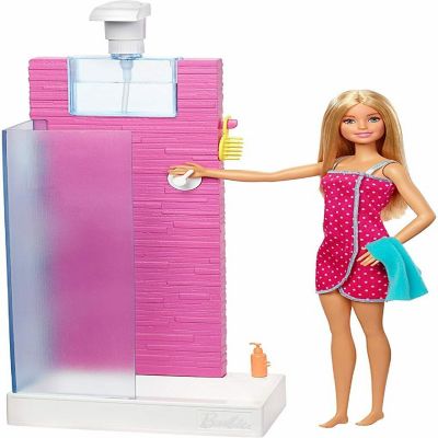 Barbie&#8482;  Shower Playset Working Shower & Bath Accessories Image 1