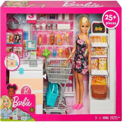 Barbie&#8482; Supermarket Playset, Blonde Hair, with 25-Grocery Themed Pieces Image 3