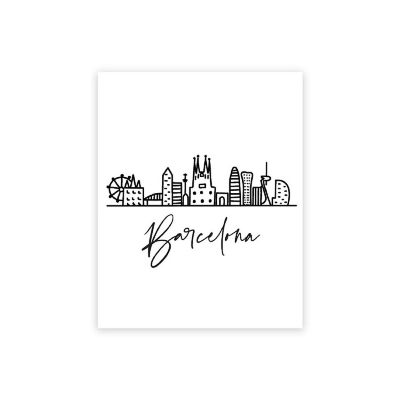 Barcelona Skyline BW 16x20in 1-Pack Image 1