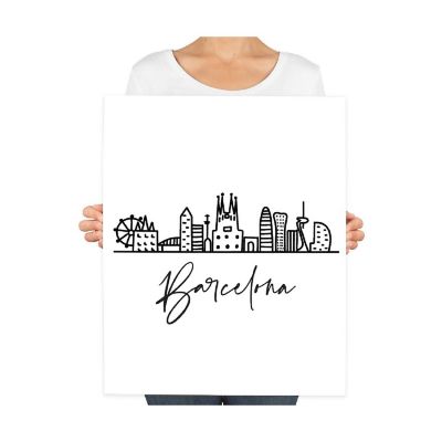 Barcelona Skyline BW 16x20in 1-Pack Image 2