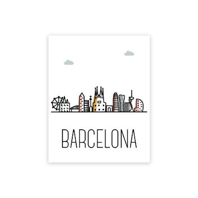 Barcelona Skyline Color 16x20in 1-Pack Image 1