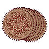 Barn Red Block Print On Natural Round Jute Placemat (Set Of 6) Image 1