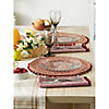 Barn Red Block Print On Natural Round Jute Placemat (Set Of 6) Image 3