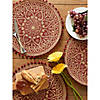 Barn Red Block Print On Natural Round Jute Placemat (Set Of 6) Image 4