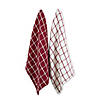 Barn Red Windowpane Oversized Washed Waffle Dishtowel, 2 Piece Image 1