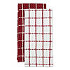 Barn Red Windowpane Oversized Washed Waffle Dishtowel, 2 Piece Image 1