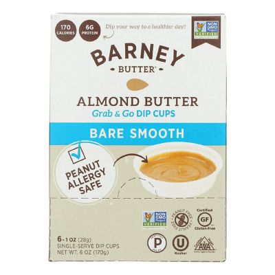 Barney Butter Bare Smooth Almond Butter Dip Cups  - Case of 6 - 6/1 OZ Image 1
