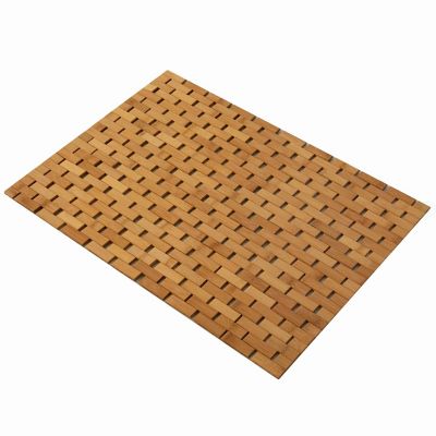 Basicwise Foldable Bamboo Bath Mat Natural Anti-Slip Rug, Flooring Solution for Stylish Bathroom and Vanity Decor Image 1