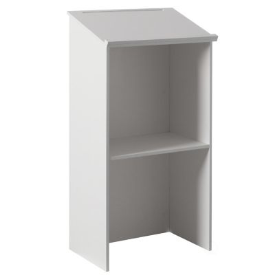 Basicwise Standing Floor Podium with Storage for Church, School, Office or Home, White Image 1