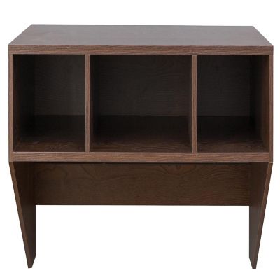 Basicwise Wall Mounted Office Computer Desk with Three Compartments, Brown Image 3