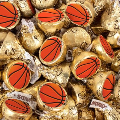 Basketball Candy Party Favors Hershey's Kisses Milk Chocolate (100 Pcs) - Gold Image 1