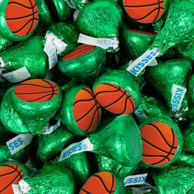 Basketball Candy Party Favors Hershey's Kisses Milk Chocolate (100 Pcs) - Green Image 1