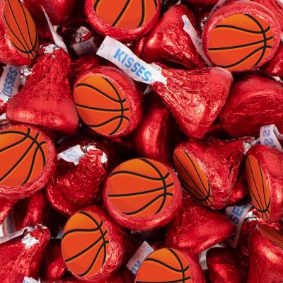 Basketball Candy Party Favors Hershey's Kisses Milk Chocolate (100 Pcs) - Red Image 1