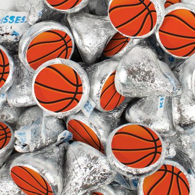 Basketball Candy Party Favors Hershey's Kisses Milk Chocolate (100 Pcs) - Silver Image 1