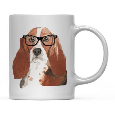Basset Hound Black Glasses Ceramic Mug Image 2