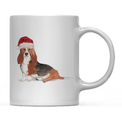 Basset Hound Santa Hat Ceramic Mug Image 2
