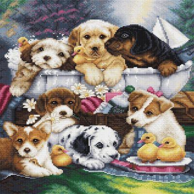 Bath Time Pups BU5025L Luca-S Counted Cross-Stitch Kit Image 1