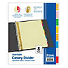 BAZIC Canary Paper Dividers with Insertable Color Tabs, 8 Per Pack, 12 Packs Image 1