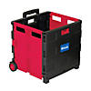 BAZIC Products Folding Cart on Wheels w/Lid Cover, 16" x 18" x 15", Black/Red Image 1
