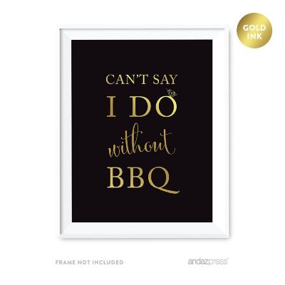 BBQ Table Sign Black Gold 8.5x11 Image 1