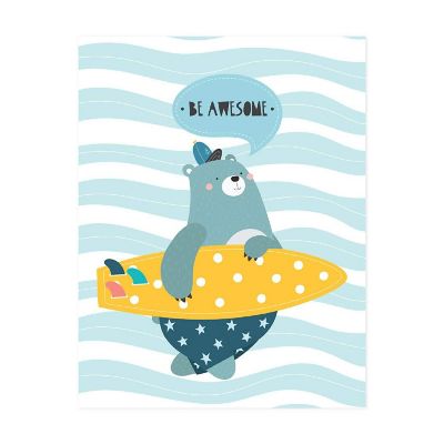 Be Awesome Bear Surfer Art 8.5x11in Image 1