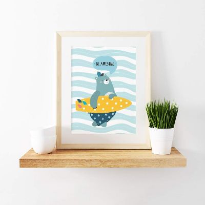 Be Awesome Bear Surfer Art 8.5x11in Image 1