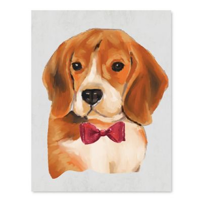 Beagle Print Red Bow 8.5x11in Image 1
