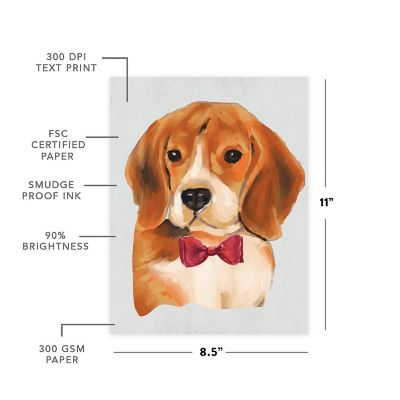 Beagle Print Red Bow 8.5x11in Image 1