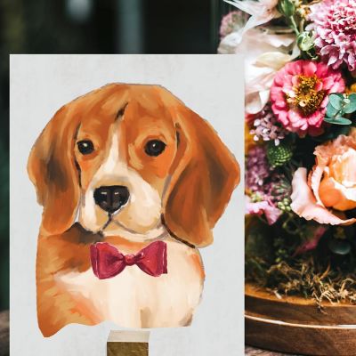 Beagle Print Red Bow 8.5x11in Image 2