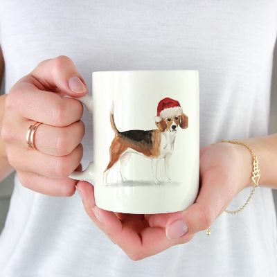 Beagle Santa Hat Ceramic Mug Image 1