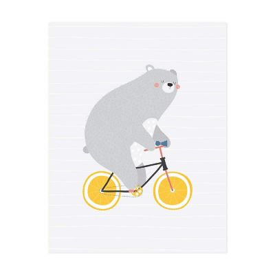 Bear on Bicycle Nursery Art 8.5x11in Image 1