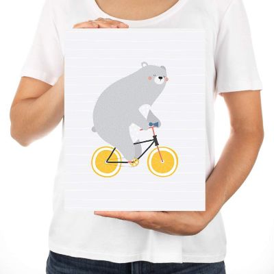 Bear on Bicycle Nursery Art 8.5x11in Image 2