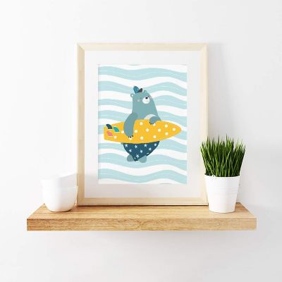 Bear with Surfboard Art 8.5x11in 1-Pack Image 1