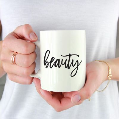 Beauty Black Calligraphy Ceramic Mug Image 1