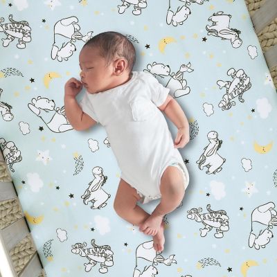 Bedtime Originals Disney Baby Starlight Pooh Infant Fitted Crib Sheet - Blue Image 1