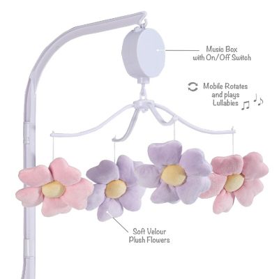 Bedtime Originals Lavender Floral Musical Baby Crib Mobile Soother Toy Image 3