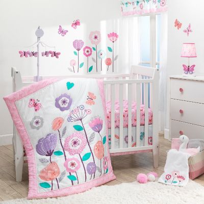 Bedtime Originals Magic Garden 3-Piece Crib Bedding Set - White,Pink,Purple Image 1