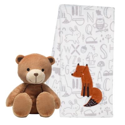 Bedtime Originals Plush Bear Stuffed Animal & Fox Baby Blanket Gift Set Image 2