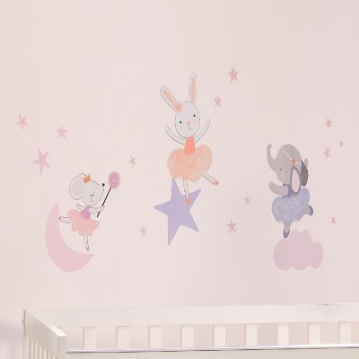 Bedtime Originals Tiny Dancer Ballet Animals & Stars Wall Decals- Elephant/Bunny Image 2