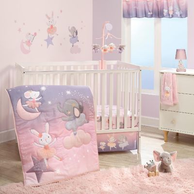 Bedtime Originals Tiny Dancer Fitted Crib Sheet - Pink, Animals, Celestial Image 3