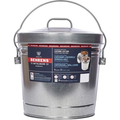 Behrens 6106K Galvanized Steel Locking Lid Trash Can, 6-Gallon Image 1