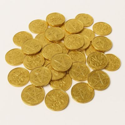 Beistle - 1&amp;#189;" - Gold - Plastic Pirate Coins Assorted Size Gold! Image 2