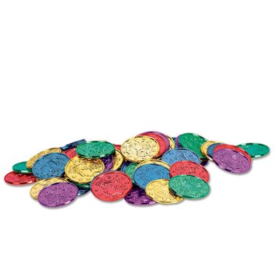 Beistle - 1&amp;#189;" - Multicolor - Plastic Coins! Image 1